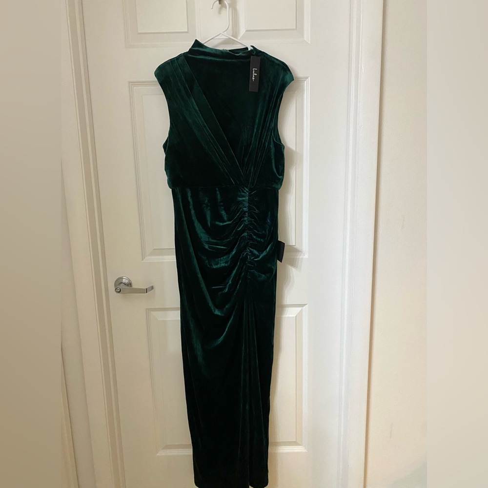 Lulus Alluring Image Emerald Ruched Velvet Mock Neck Maxi Dress - Picture 15 of 16